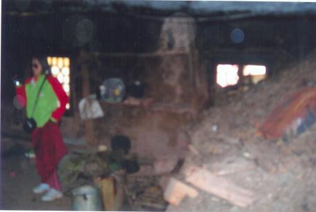 Kitchen's mud wall collapsed